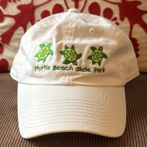 White Myrtle Beach State Park Cap with Green Turtles